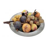 Large Bowl Full of Heavy Stone Fruit Decor