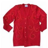 Red Beaded Sweater by Christine - size S