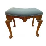 Queen Anne Burl Walnut Footstool 18 x 21 x 16