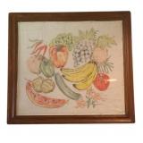 Framed Handpainted Cloth - 21 x 23