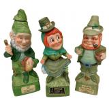3 Leprechaun Liquor Bottles - 13" Tall