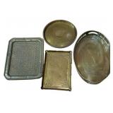4 Brass & Metal Serving Trays