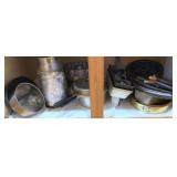 Cabinet Lot of Bakeware Under Cooktop