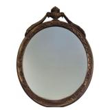 Oval Wood Mirror w/ Urn Finial 28"x20"