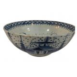 Antique Blue & White Canton Porcelain Bowl