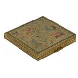 Vtg Oriental Peacock Decorated Compact