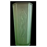 Tiffin Art Deco Satin Nude Uranium Vase 9.5"