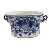 Blue & White Porcelain Cachepot 6.5"x11"