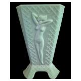 Nude Jadeite Glass Vase As Is 8.5"