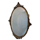 Ornate Gilt Metal Frame Oval Mirror 23"x16"