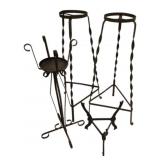 4 Vtg Wrought Iron Plant Stands