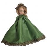 Vtg Madame Alexander Style Doll Green Gown