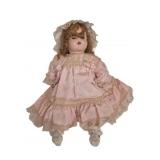 Vtg Composition Doll w/ Sleep Eyes Pink Dress