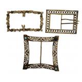 Three Antique Gilt Metal Belt Buckles