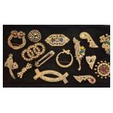 Collection of Vtg Rhinestone Brooches
