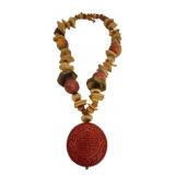Beaded Necklace w/ Carved Cinnabar Pendant