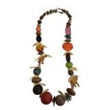 Cinnabar Bead Statement Necklace 26"