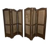Matched Pair of Oriental Three-Panel Screens