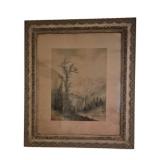 Jay Hoover Engraving of Stag w/Mtn 29"x26"