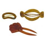 3 Vintage Celluloid Hair Accessories