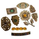 Vtg Rhinestone & Glass Brooches and Barrettes