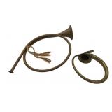 Two Decorative Brass French Hunting Horns
