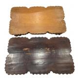 2 Wooden Trays w/ Scalloped Edges 20"x12"