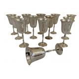 12 Silver Plated Leonard Tall Goblets 6"