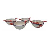 4 Ceramic Lobster Bowls w/ Blue Rim