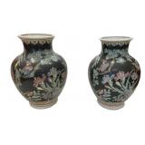 Pr Chinese Famille Noire Porcelain Vases