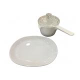 Corning Ware White Platter & Saucepan w/ Lid