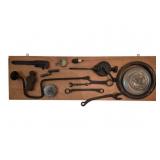 Wooden Plaque w/ Vintage Car Parts & Tools