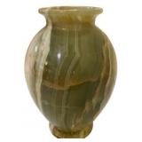 Vintage Green Onyx Egg Flower Vase - 6.5" tall