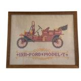 Framed 1911 Ford Needlepoint - 12 x 15