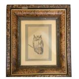 Framed Owl Print - Signed - 15 x 12