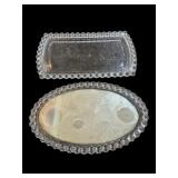Two Glass Vanity Trays w/ Beaded Edges