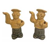 Pair Ceramic Measure Boy Figurines