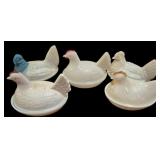 Milk Glass Hen on Nest Covered Dishes 4"x5"