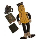 Vtg Mr. Peanut Doll w/ Singer Bank & More