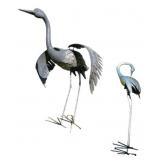 2 Metal Bird Statues - 35" Tall