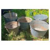 5 Galvanized Buckets - 10 x 10