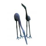 Pair of Metal Bird Statues - 34" Long