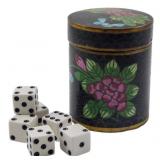 Vintage Oriental Canister with Dice 3.5x2