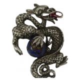 Vtg Rice Weiner Cloisonne Dragon Brooch
