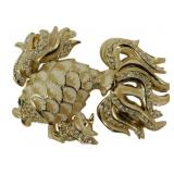 Vtg 1980s St. John Rhinestone Enameled Fish