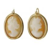 Pr 14K Gold Cameo Earrings 0.17oz