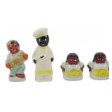 4 Vtg Black Americana Shakers/Figures