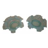 2 Fenton Blue Opalescent Hobnail Bowls 6"