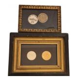 2 Framed Clarksville & Chase City Coins - 6 x 8.5