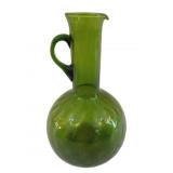Empoli Art Glass Green Pitcher 9"